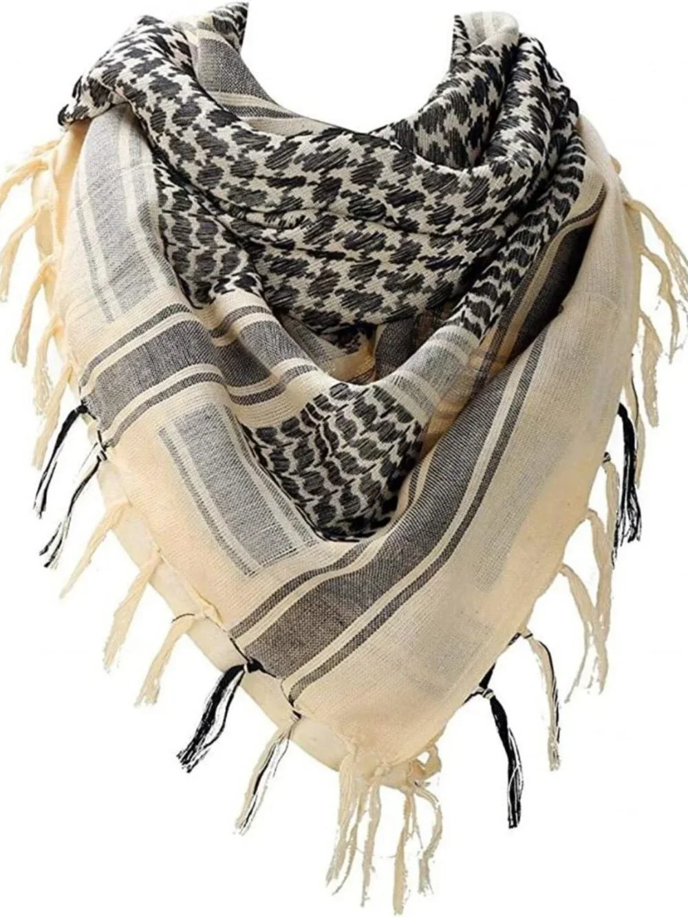 Tactical Desert Shemagh Scarf - 100% Cotton Keffiyeh Wrap for Men & Women